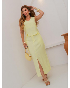 Conjunto Maxi Saia e Blusa Cropped Alfaitari | Moda Evangelica